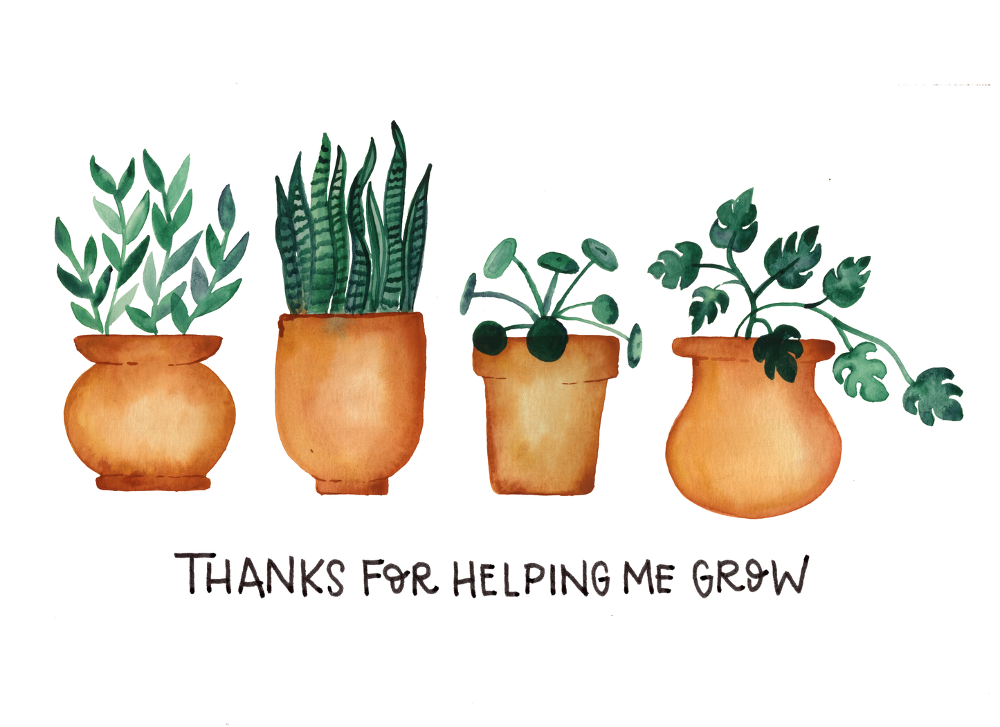 Thanks for Helping Me Grow Watercolor Card