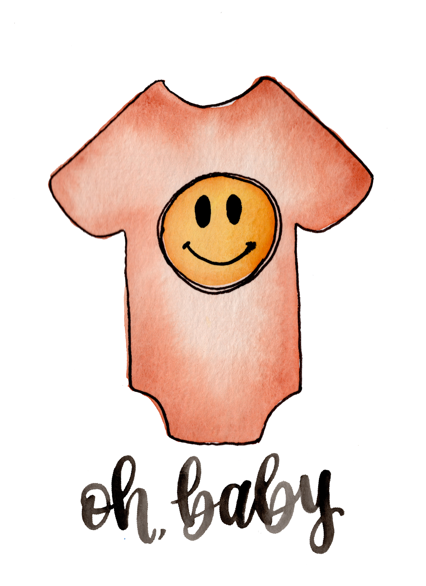 Oh Baby Smiley Onesie Watercolor Card